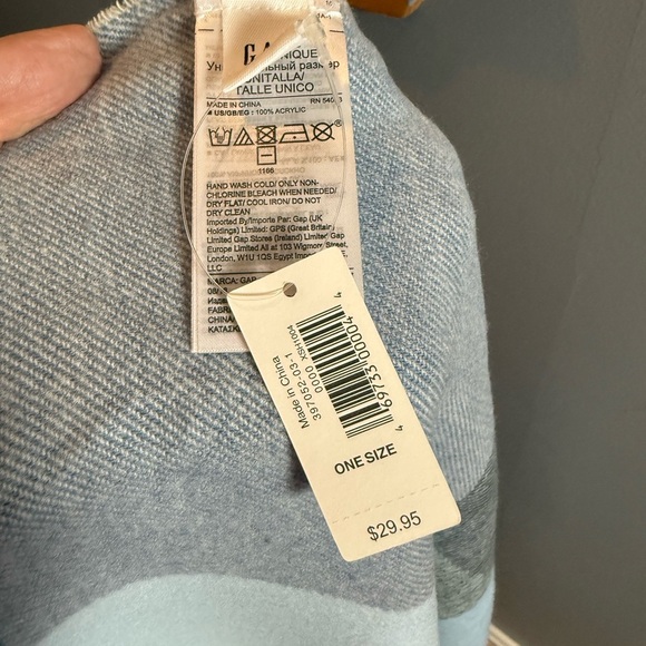 Gap NWT Pastel Blue Plaid Acrylic Scarf 80"x22" - Picture 5 of 6